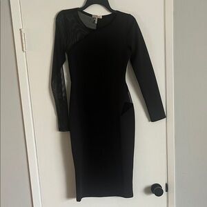 Lurelly Elegant Black Long Sleeve midi Dress